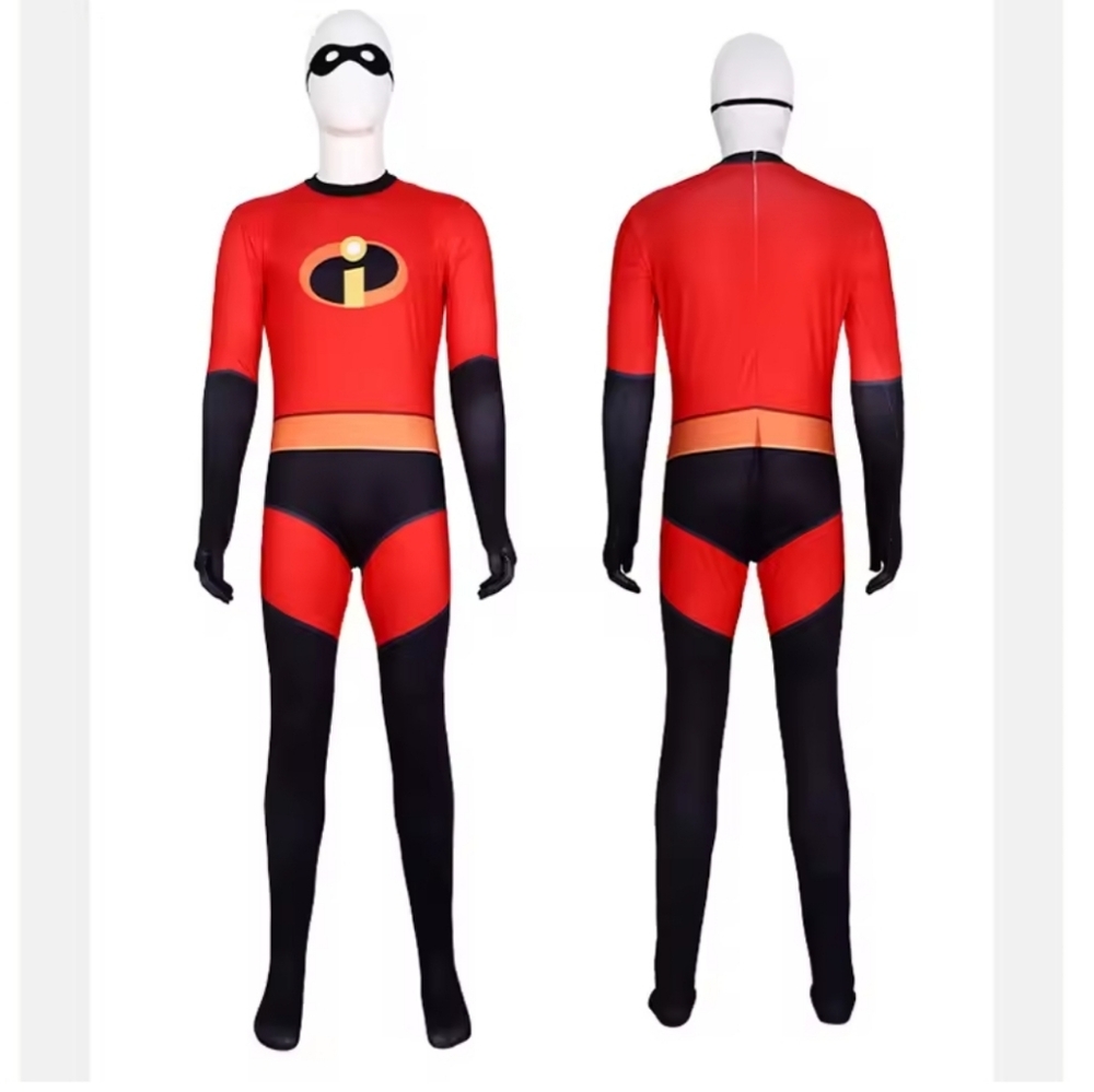 Mr. Mrs. Incredibles Cosplay 1-Piece Costume Bodysuit. 160cm W Mask